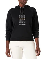 Bluzy damskie - Armani Exchange Bluza damska z kapturem, z długim rękawem, z logo na przodzie, czarna, bardzo duża - miniaturka - grafika 1