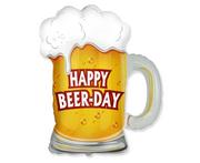Wieczór panieński i kawalerski - Flexmetal Balon foliowy na urodziny Happy Beer-Day Kufel Piwa 60 cm 901787 - miniaturka - grafika 1
