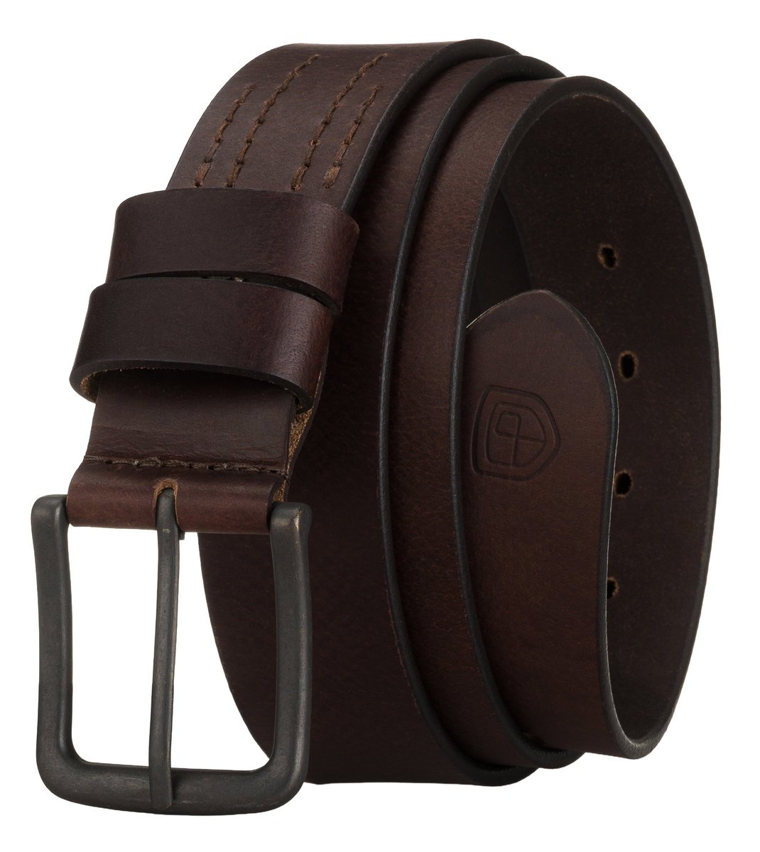 Brązowy pasek męski PETERSON skórzany szeroki klasyczna klamra elegancki do jeansów brązowy