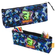 Zabawki kreatywne - Piórnik Przybornik Kosmiczny Dinozaur Piksele Niebieski 20x8cm - miniaturka - grafika 1