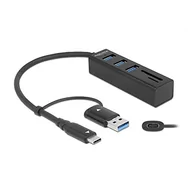 Czytniki kart pamięci - Delock 3 porty USB 3.2 Gen 1 Hub + SD i czytnik kart Micro SD - miniaturka - grafika 1