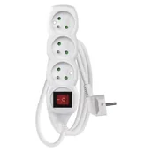 Listwy zasilające - EMOS przedłużacz z przełącznikiem 3 gniazda 1,5 m biały - miniaturka - grafika 1