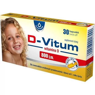 D-Vitum 800 j.m. witamina D dla dzieci x30 kapsułek twist-off - Witaminy i minerały - miniaturka - grafika 1