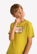 Koszulki dla chłopców - Limonkowa koszulka chłopięca z geometrycznym nadrukiem T-NOWIFI JUNIOR - Volcano - miniaturka - grafika 1