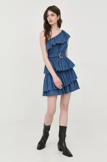 Sukienki - LIU JO sukienka jeansowa kolor granatowy mini rozkloszowana - grafika 1