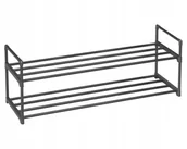 Szafki na buty - Szafka metalowy regał na buty 2 półki poziomy obuwie czarna modułowa Loft - miniaturka - grafika 1