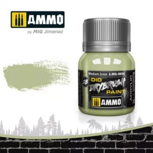 Ammo: DIO Drybrush - Medium Green 40 ml - Akcesoria i części modelarskie - miniaturka - grafika 1