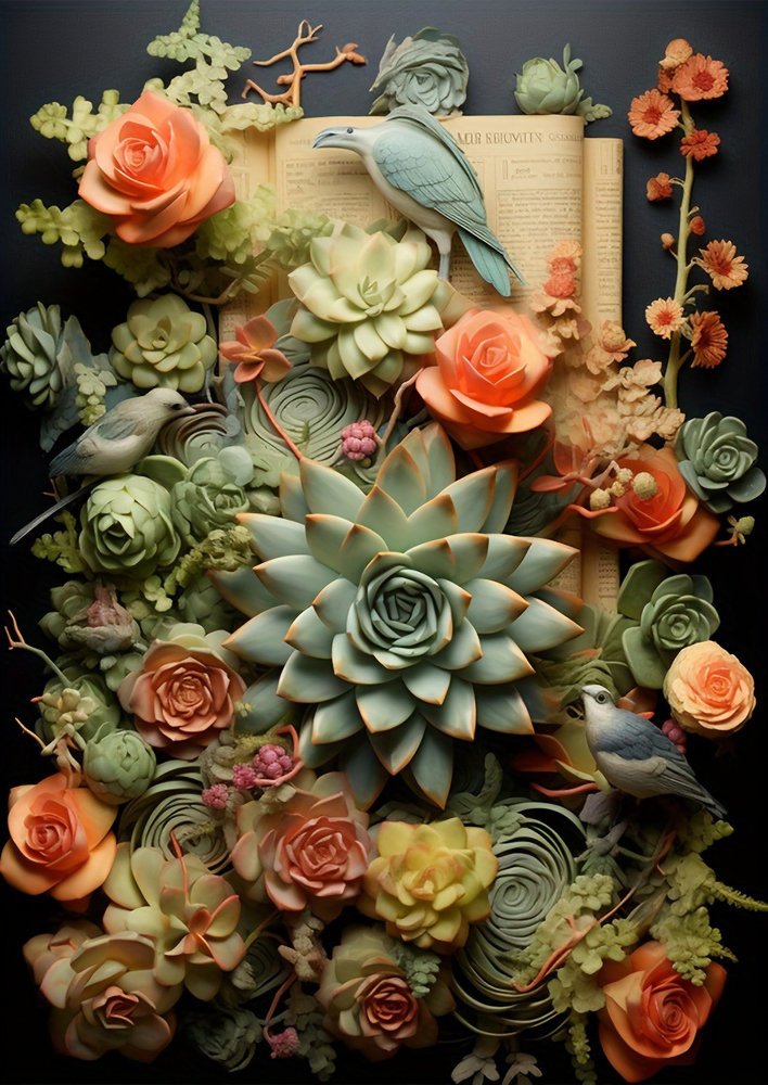 Mozaika diamentowa sukulenty