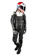 Odzież motocyklowa - Kombinezon Skórzany Dwuczęściowy iXS Sport LD RS-1000 Damski Czarny/Złamany Biały/Srebrny32 - miniaturka - grafika 1