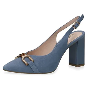 CAPRICE Damskie czółenka 9-9-29600-20, z odkrytymi ramionami, niebieskie zamsz, 41 EU, Blue Suede, 41 EU - Czółenka - miniaturka - grafika 1