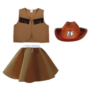 ZESTAW KOWBOJ BRĄZOWY 116-128 3el - Dresy i komplety dla dziewczynek - miniaturka - grafika 1