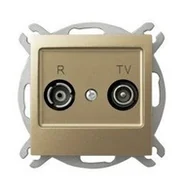 Gniazdka elektryczne - Ospel Gniazdo ścienne IMPRESJA MODUŁ RTV przelotowe 10 dB złoty metalik GPA-10YP/m/28 - miniaturka - grafika 1