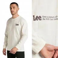 Koszulki męskie - Lee LOGO LOOSE TEE Ecru BARDZO LUŹNA BIAŁA KOSZULKA DŁUGI RĘKAW LOGO M - miniaturka - grafika 1
