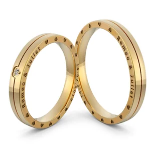 Obrączki ślubne grawerowane z sercem - Au-1139 - Obrączki ślubne - miniaturka - grafika 2