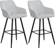 Taborety i hokery - Beliani Zestaw 2 krzeseł barowych jasnoszary CASMALIA - miniaturka - grafika 1