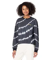 Bluzy damskie - Hurley Damska bluza Tie Dye Cropped Crew, Wielokolorowy (Caviar Bleach Linear Tie Dye), M - miniaturka - grafika 1