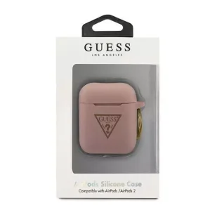 Guess GUACA2LSTLPI AirPods cover różowy/pink Silicone Triangle Logo - Akcesoria do słuchawek - miniaturka - grafika 3