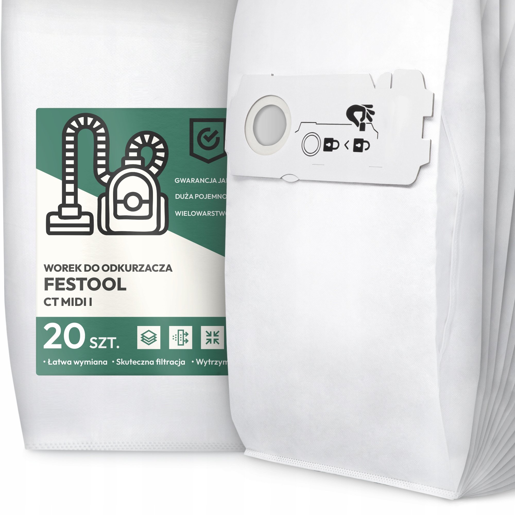 20x Worek do Odkurzacza Festool Ct MIDI I Syntetyczny Torba Duży Worki G9-W