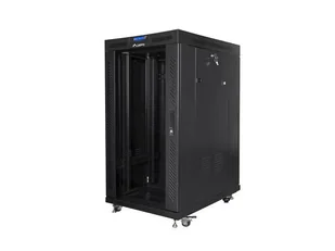 Szafa instalacyjna rack stojąca 19" 22u 800x1000 czarna drzwi szklane lcd lanberg (flat pack) v2 FF01-8022-12BL - Szafy rack - miniaturka - grafika 1