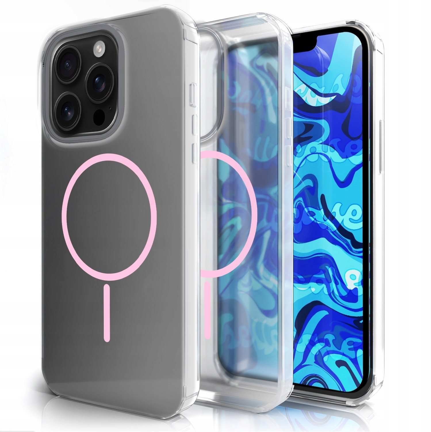 Etui Do Magsafe Do Apple iPhone 16 Pro Max Clear, Różowy Magnes, Pancerne