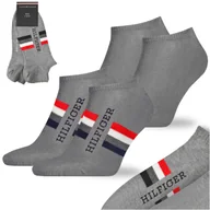 Skarpetki męskie - TOMMY HILFIGER Skarpety Męskie Stopki Bawełna Logo SZARY 2 Pak Roz. 43/46 - miniaturka - grafika 1