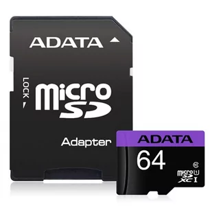 ADATA Memory card AUSDX64GUICL10-PA1 64 GB, microSDHC, Flash memory class UHS-I Class 10, Adapter - Karty pamięci - miniaturka - grafika 1