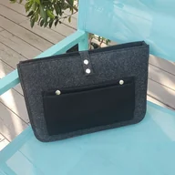 Torby na laptopy - Pokrowiec na Laptop z kieszonką - ciemny grafit - miniaturka - grafika 1