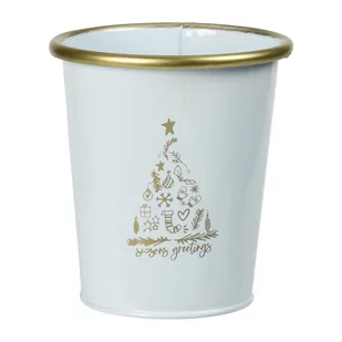 Metalowe wiaderko świąteczne, białe - Ozdoby bożonarodzeniowe - miniaturka - grafika 1