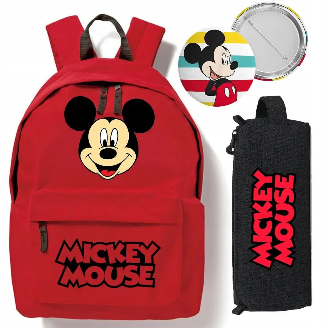 Zestaw Do Szkoły Czerwony Plecak + Piórnik + Pin MINNIE MOUSE Bajka Wzory