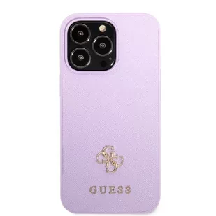 Guess GUHCP13LPS4MU iPhone 13 Pro / 13 6,1" purpurowy/purple hardcase Saffiano 4G Small Metal Logo - Etui i futerały do telefonów - miniaturka - grafika 3