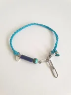 Bransoletki - Bransoletka BOHO ręcznie tkana, turkusowa z lapisem i turkusem, wodoodporna - miniaturka - grafika 1