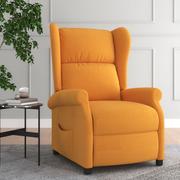 Fotele - Lumarko Rozkładany fotel uszak, jasnożółty, obity tkaniną - miniaturka - grafika 1