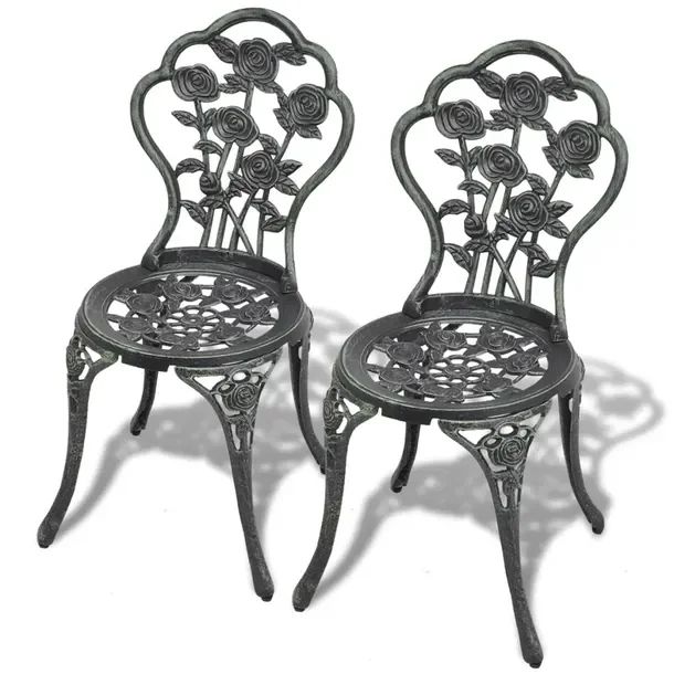 Zestaw 2 Krzeseł Bistro, Zielone, Stop Aluminium, 41x49x81,5 cm