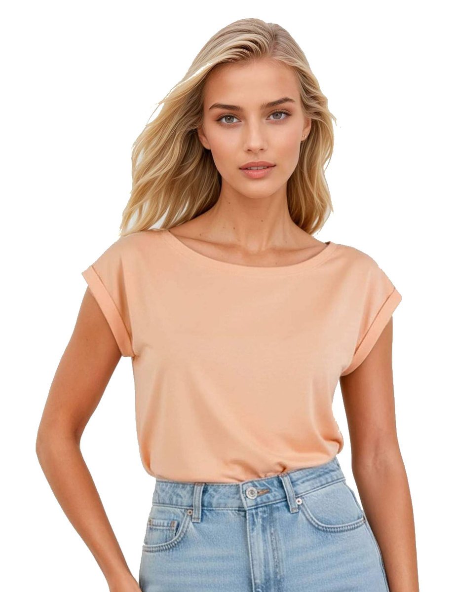 Koszulka damska oversize z krótkim rękawem Norilla morelowa XL