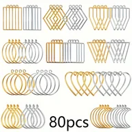 Inne - TEMU 20/60/80 sztuk Otwarte Ramki Puste Ramki Wiszące, do Odlewania Biżuterii, Materiały do ​​Wyrobu Naszyjników i Kolczyków - miniaturka - grafika 1