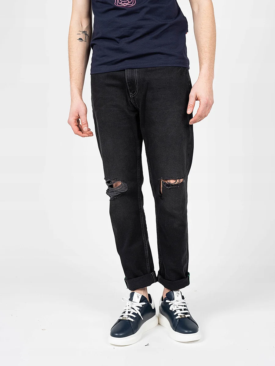 Jeansy Męskie Tommy Jeans Dad Jean Czarne Dziury W31 L34