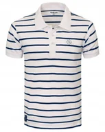 Koszulki męskie - POLO Koszulka Męska Gruba Bawełna BIAŁA w Paski ANTHEM Pako Jeans - miniaturka - grafika 1