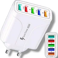 Ładowarki do telefonów - MOCNA ŁADOWARKA SIECIOWA5x USB 48W| FAST CHARGE / WTYCZKA QC 3.0 / KOSTKA - miniaturka - grafika 1
