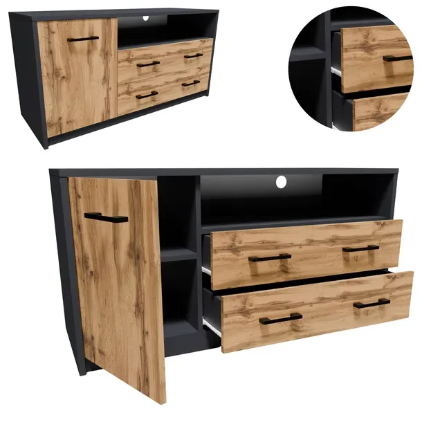 Szafka RTV 1D2S GRAFIT-WOTAN 110cm stolik pod telewizor komoda antracyt
