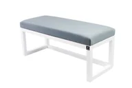 Ławki do przedpokoju - Ławka na buty LPG-2 110cm EMRAWOOD drewno lite kolor biały siedzisko gładkie kolor popielaty - miniaturka - grafika 1