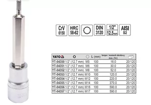 Yato Klucz trzpieniowy Spline 1/2 M14 L = 100 mm - Klucze i nasadki - miniaturka - grafika 1