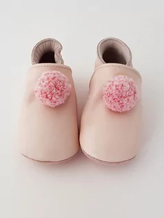 Buciki dla niemowląt - Lait et Miel Skórzane buty "Pompons" w kolorze jasnoróżowym do raczkowania - grafika 1