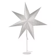 Lampy stojące - Dekoracje - świecznik biały, papierowa gwiazda beżowa, 67x45 cm, na żarówkę E14, IP20 - miniaturka - grafika 1