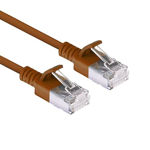 ACT CAT6a kabel sieciowy, U/FTP LSZH LAN cienki kabel 3,8 mm Slimline, elastyczny kabel CAT 6a z wtyczką RJ45, do stosowania w centrach danych, 3 metry, brązowy – DC7203