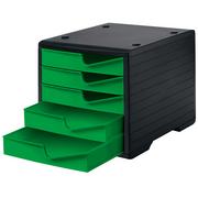Pojemnik do sortowania, 5 szuflad, czarny/zielony