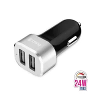 Ładowarki do telefonów - Crong Power Car Charger 24W - Ładowarka samochodowa 2xUSB 2.4A (aluminium) - miniaturka - grafika 1