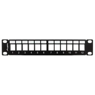 Lanberg PATCH PANEL PUSTY 12 PORT 1U 10&quot Z ORGANIZEREM DO MODUŁÓW KEYSTONE CZARNY PPKS-9112-B - Akcesoria do szaf serwerowych - miniaturka - grafika 1
