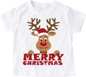 Koszulki dla dziewczynek - Koszulka dla dziecka świąteczna z reniferem - miniaturka - grafika 1