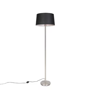 QAZQA Nowoczesna lampa stojąca ze stali z czarnym kloszem 45 cm - Simplo - Lampy stojące - miniaturka - grafika 1