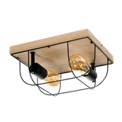 Lampy sufitowe - Britop LAMPA sufitowa NETUNO 92042274 drewniana OPRAWA druciana drewno czarna - miniaturka - grafika 1